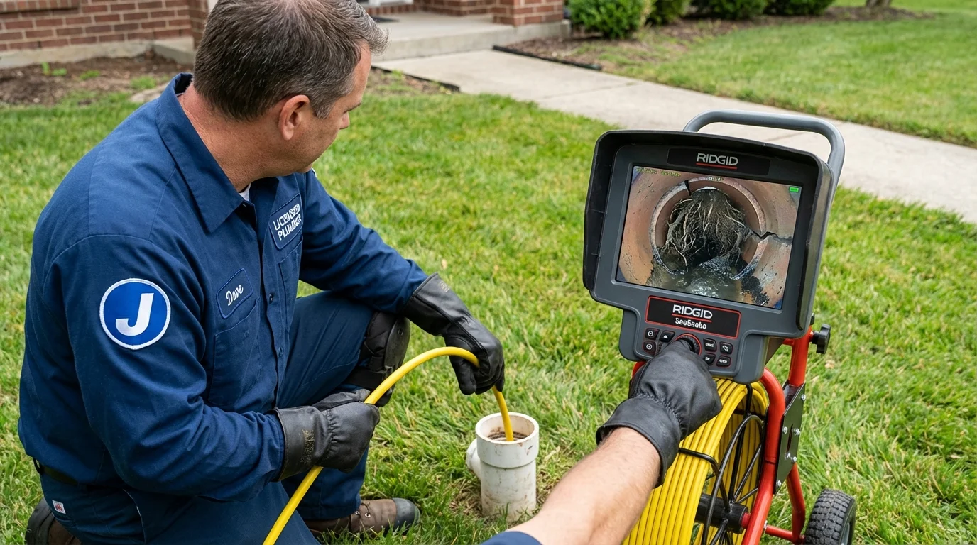 Sewer camera inspection being performed by Johns Plumbing LLC in Shell Lake